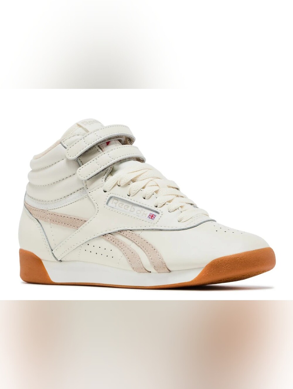 NEW Reebok Women's 8 Freestyle Hi Sneakers White/Beige/Gum High Top Retro Shoes